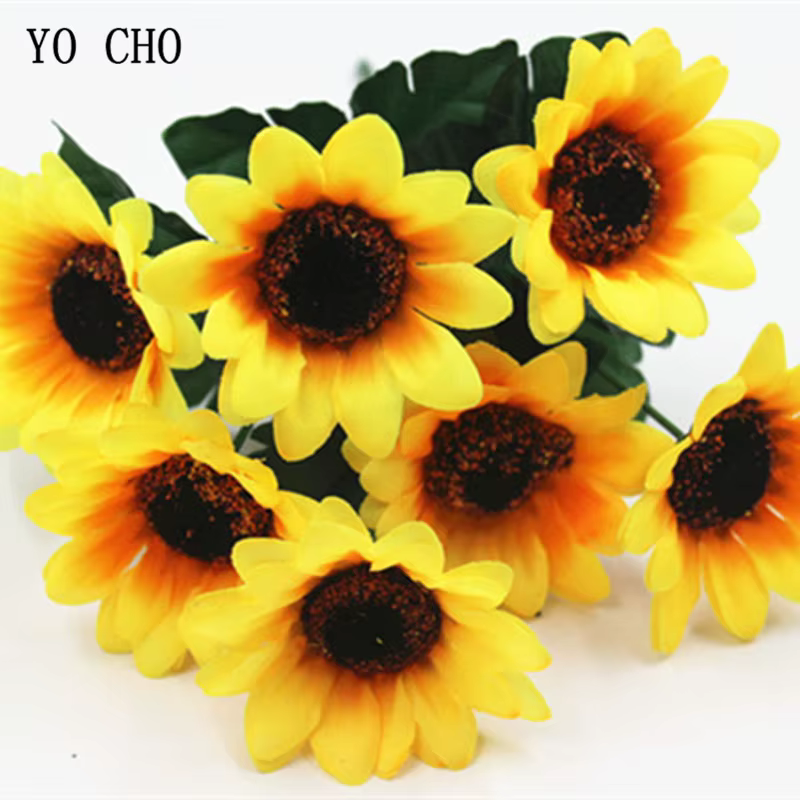Grandes têtes de fleurs artificielles en soie, fausses tournesoles pour décoration de boîte de mariage, accessoires de scrapbooking faits à la main, fausses fleurs