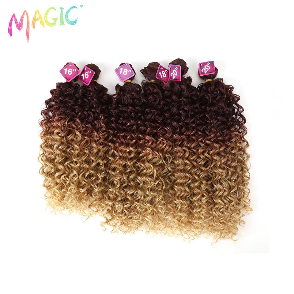 Extensions Capillaires Synthétiques Afro Crépues Bouclées Blondes 16-20 Pouces