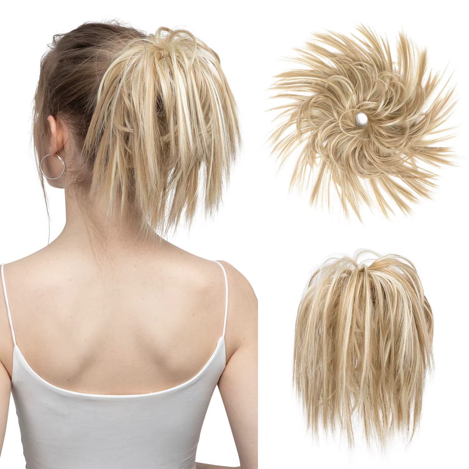 Faux cheveux synthétiques Chignon en désordre