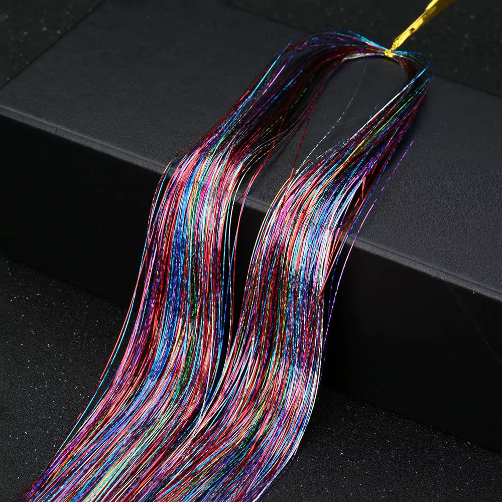 Hip-Hop coloré Bling Extension de cheveux accessoires Laser or brillant fil métallique Extensions