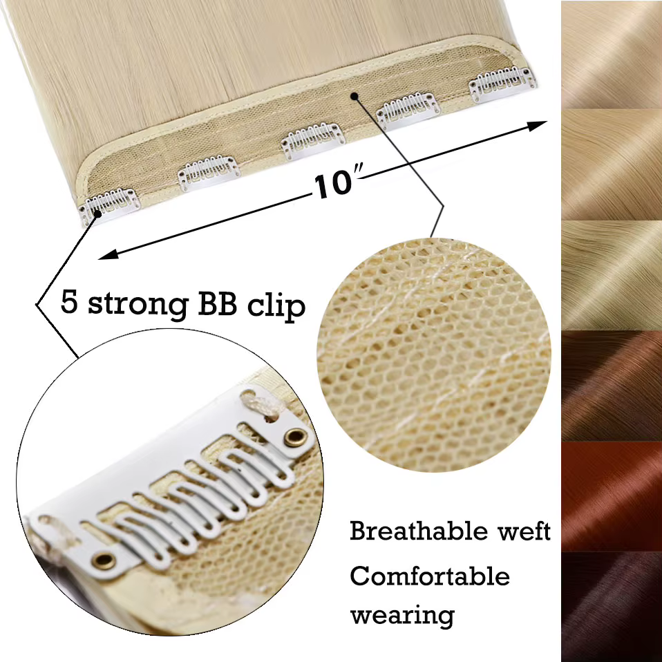 S-noilite Synthétique Clip dans les Extensions de Cheveux Noir Brun Naturel Droite 58-76 cm Long Haute Tempreture
