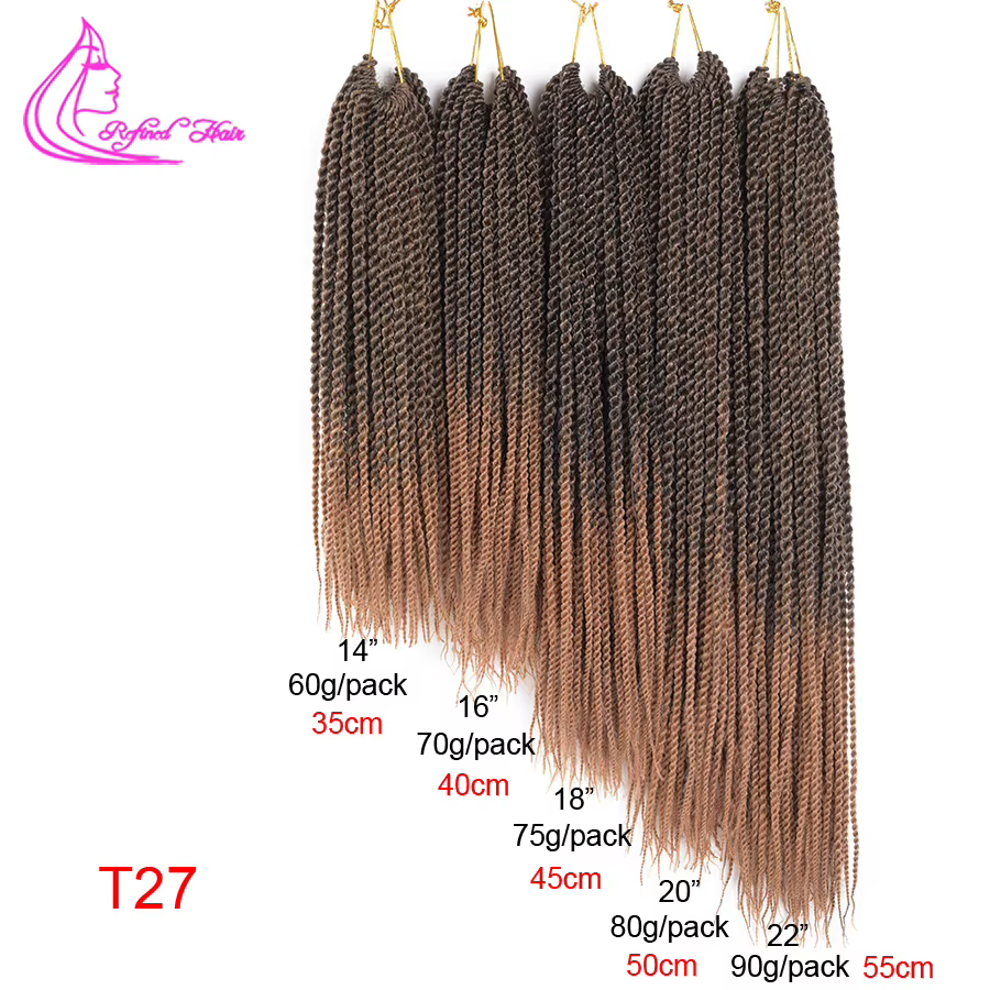 Cheveux raffinés synthétiques petites tresses au Crochet tresse torsadée sénégalaise 30 racines/pièce Extensions