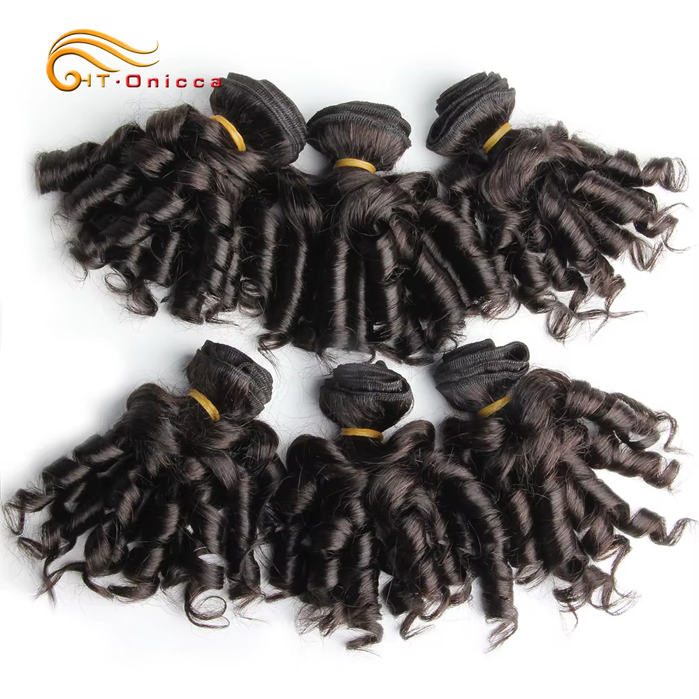 Htonicca-Extensions de Cheveux Brésiliens Naturels Courts Bouclés