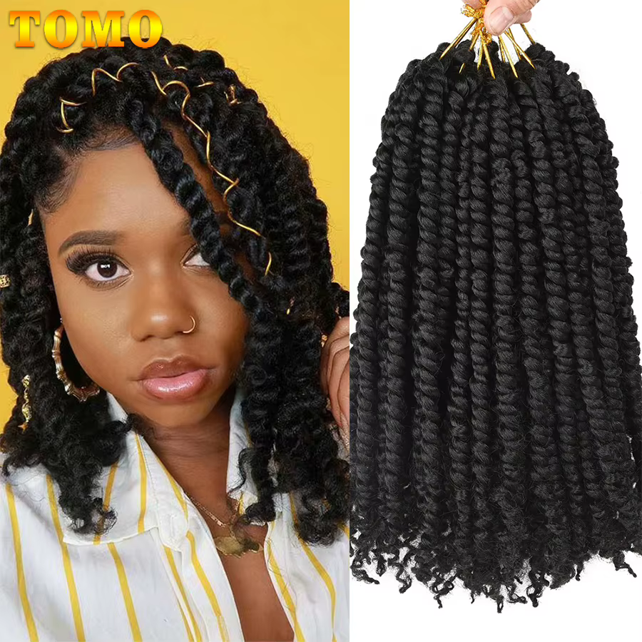 TOMO Twist Crochet cheveux synthétiques pré-bouclés Passion torsion 12 brins longs bohème tressage Extensions