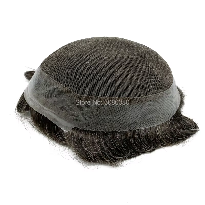 Toupet en cheveux Remy avec dentelle autour de Pu pour hommes