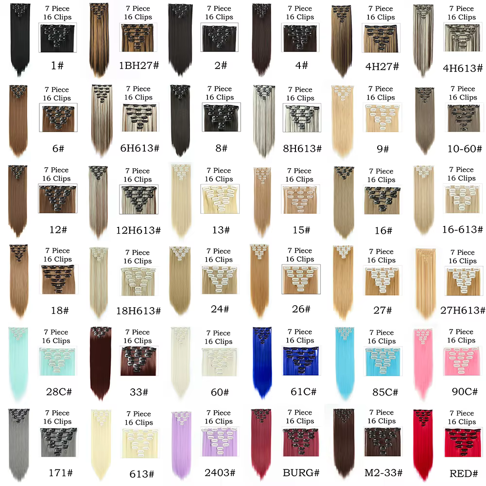 Extensions de Cheveux Synthétiques Longs et Lisses