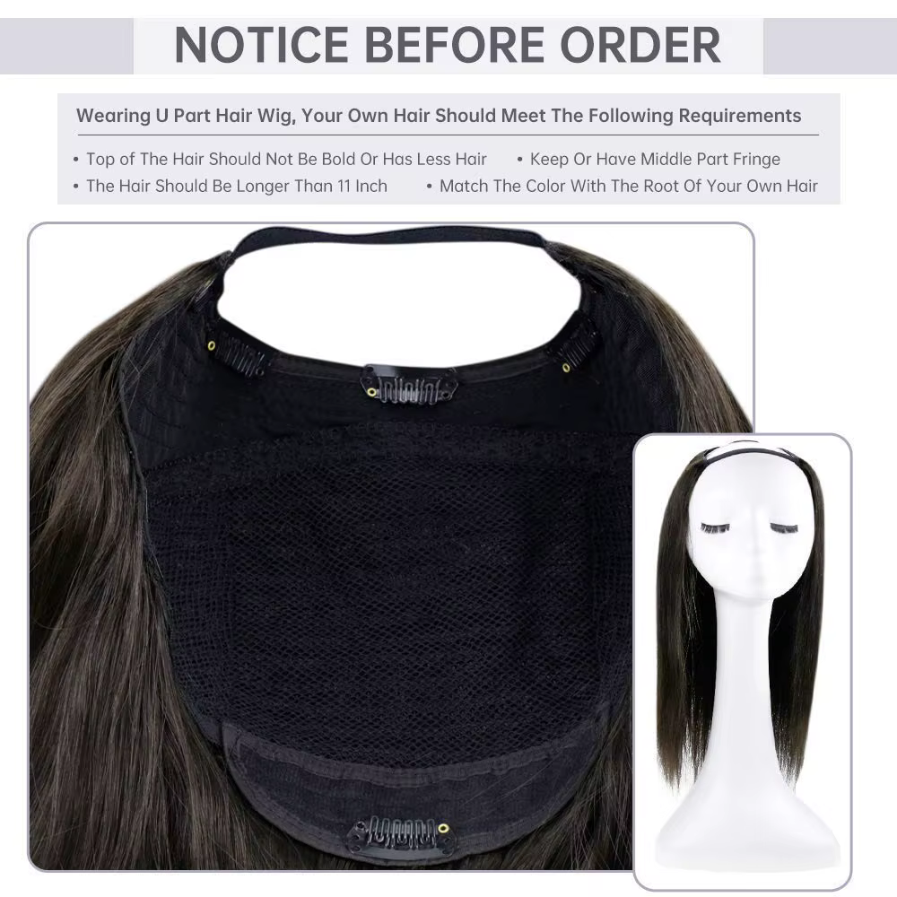 Perruque de cheveux humains Remy lisses
