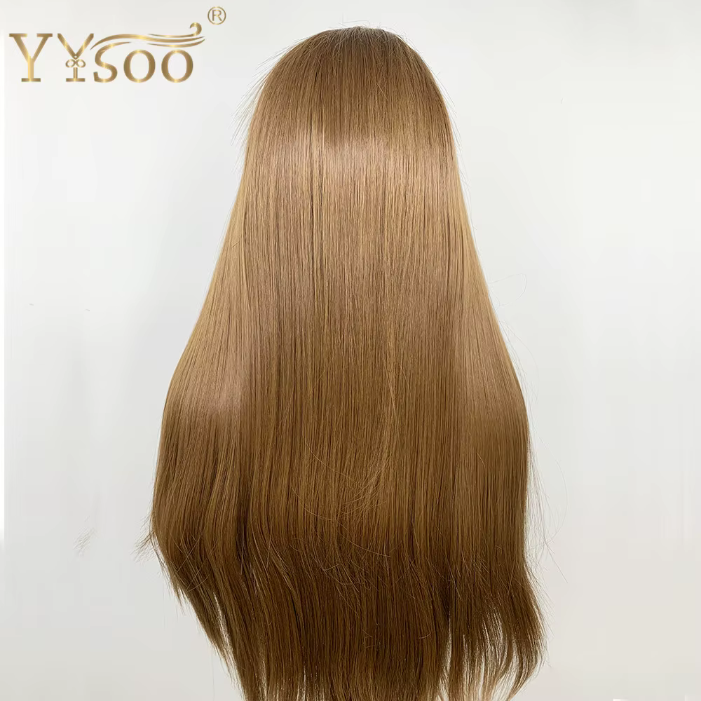 YYsoo-Perruque blonde droite soyeuse pour femme