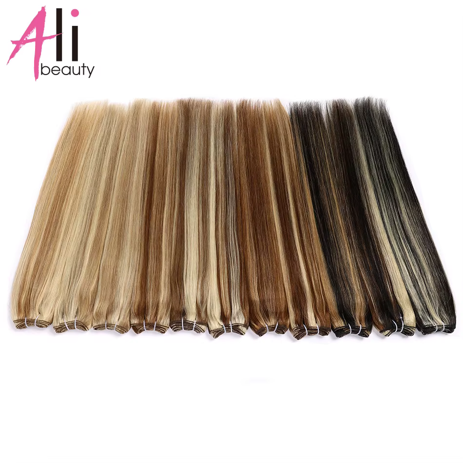 Extensions de tissage de cheveux humains droits 100% trame