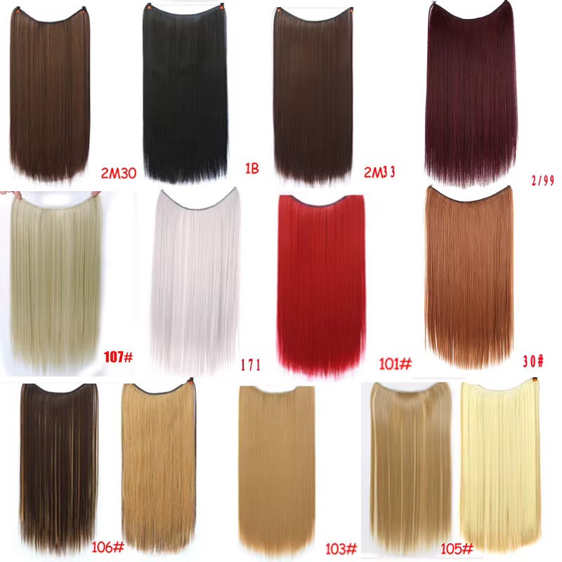 Allaosify Extensions de cheveux synthétiques 24 "fil Invisible sans pince dans