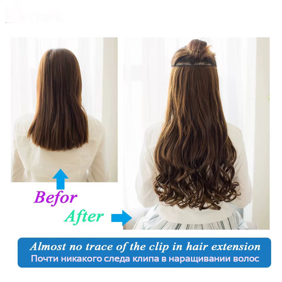 Allaosify – Extension capillaire synthétique longue lisse à 5 Clips