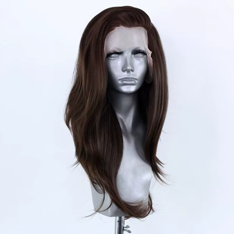 Perruque Lace Front Wig Synthétique Brun Foncé