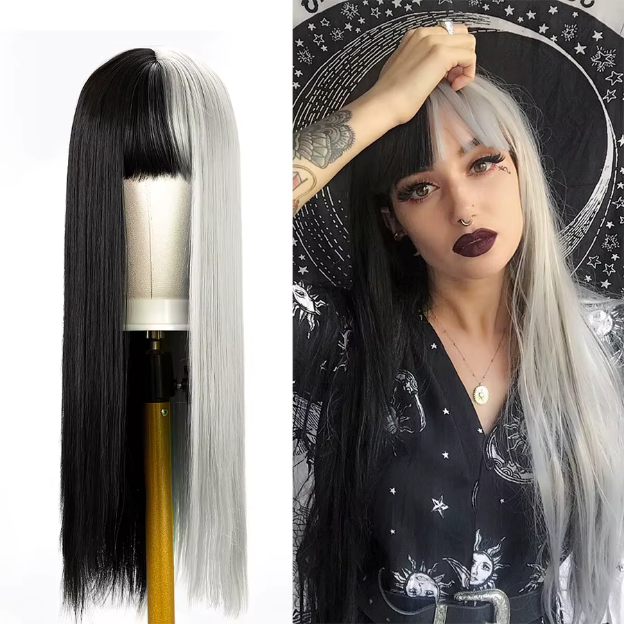 Leeons-Perruque de Cosplay Lolita à Deux Tons Ombré