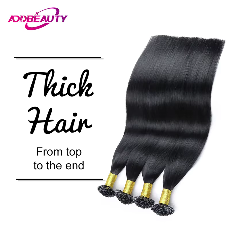 Extensions de cheveux lisses à pointe en U