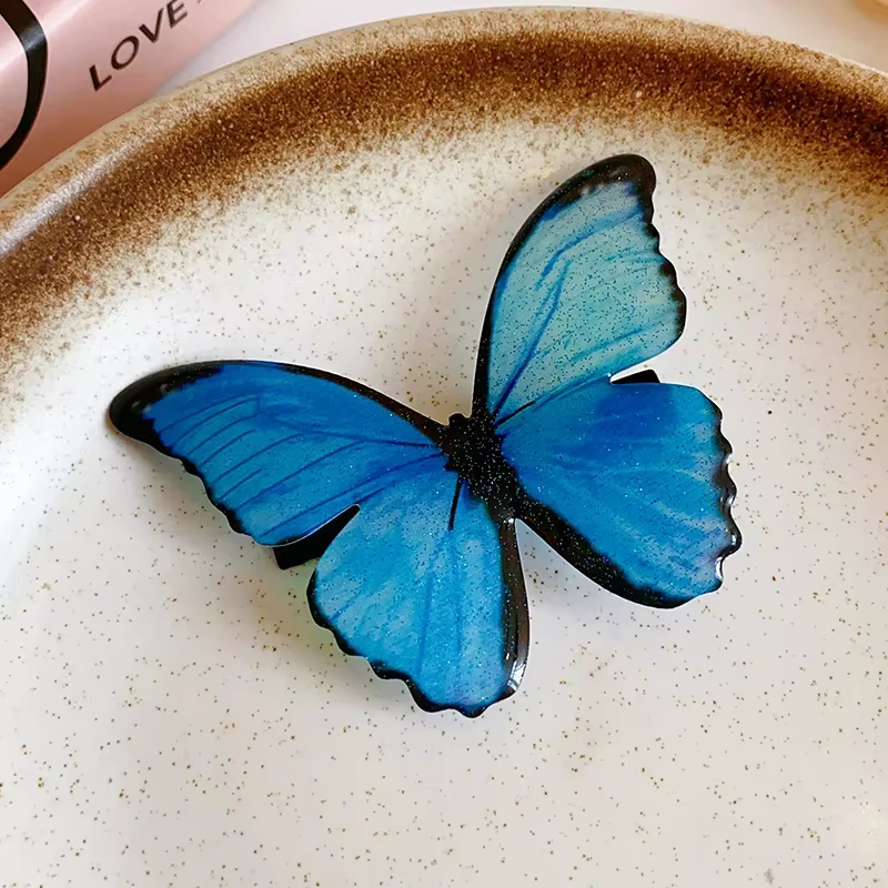 Pinces à cheveux papillon bleu Vintage pour femmes et filles