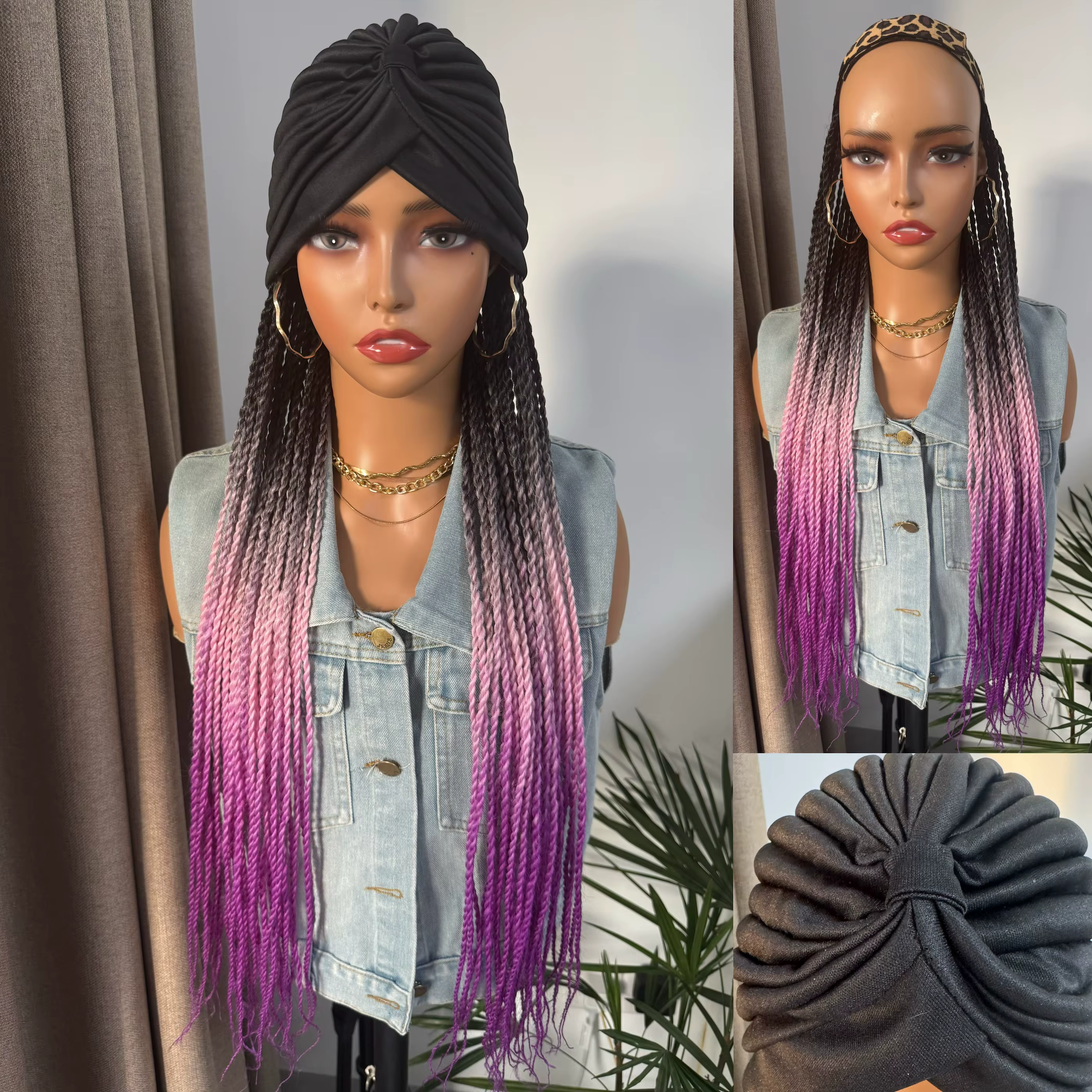 Perruque synthétique torsadée sénégalaise ombrée pour femme