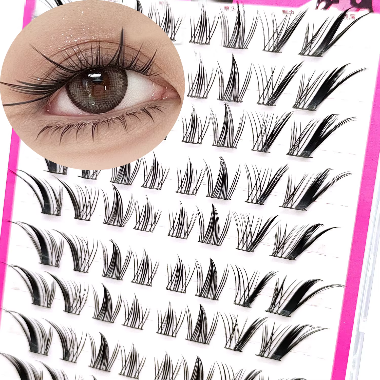 Fox Eye Effect Manga faux cils rouleau épais déformé segmenté individuel Cluster Extensions