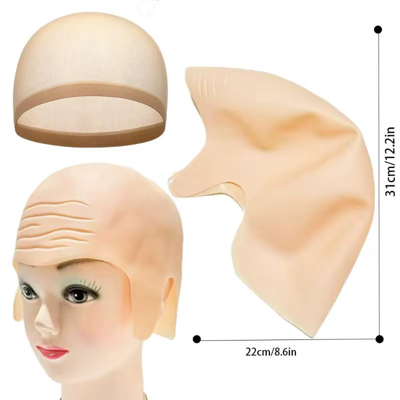 1 Ensemble de Bonnets Chauves en Latex et Nylon