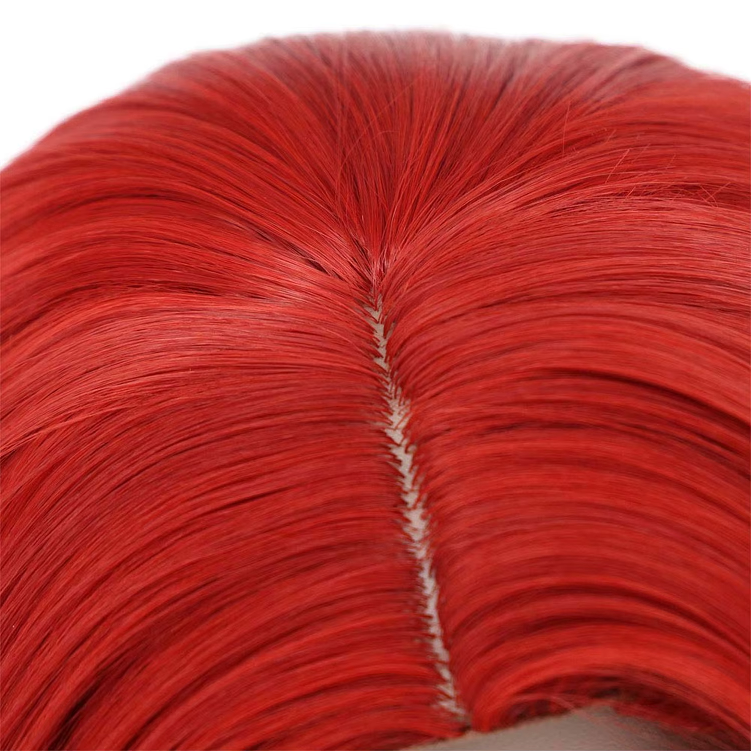 Perruque rouge avec frange ondulée synthétique