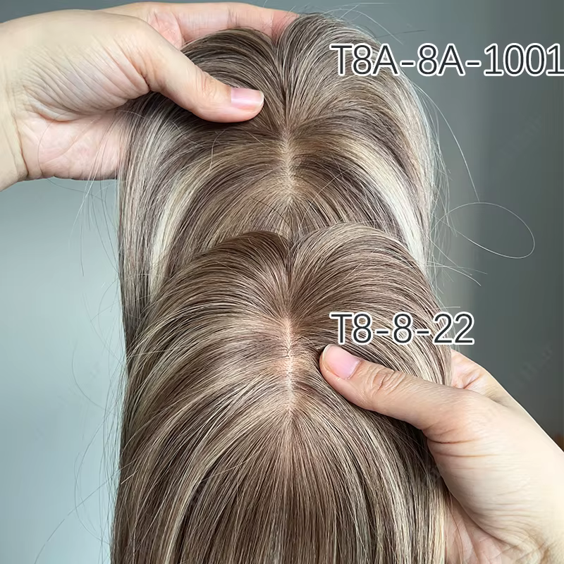 Topper de cheveux humains brun Ombré Balayage 7x11cm
