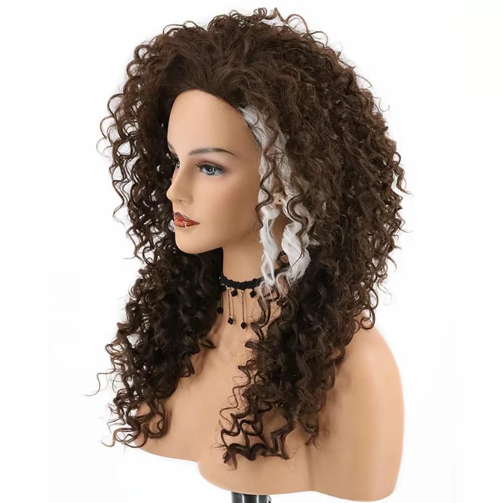 HAIRJOY cheveux synthétiques Bellatrix Lestrange perruque femmes brun foncé longs ondulés
