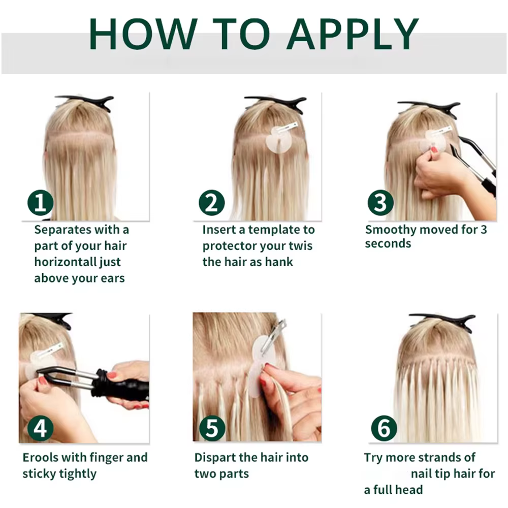 Extensions de cheveux à pointe plate