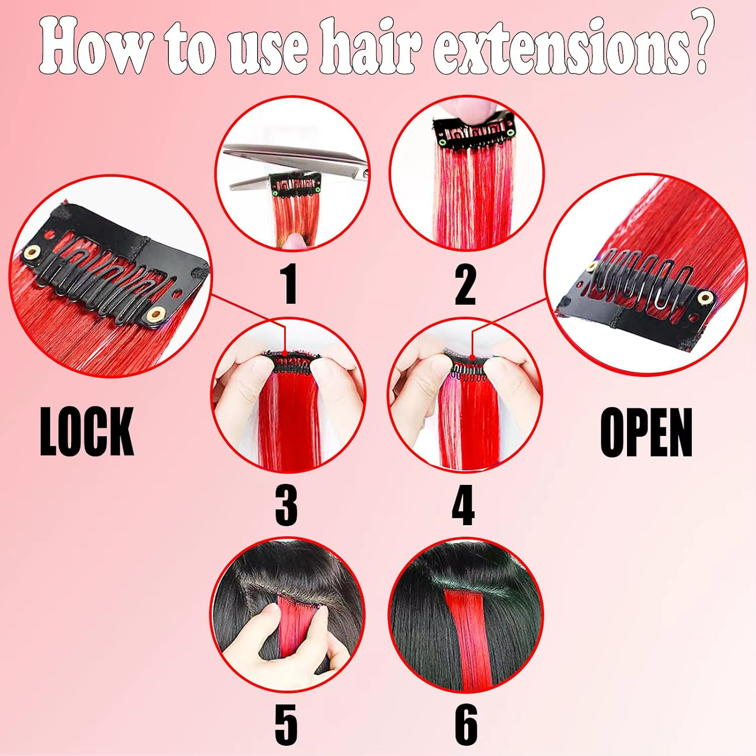 6/12 pièces Extensions de cheveux pince