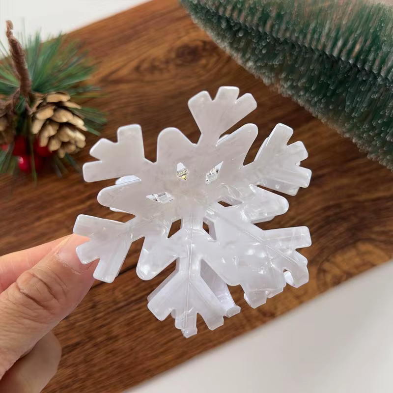 1/3 pièces flocon de neige de noël acrylique griffe de cheveux hiver romantique