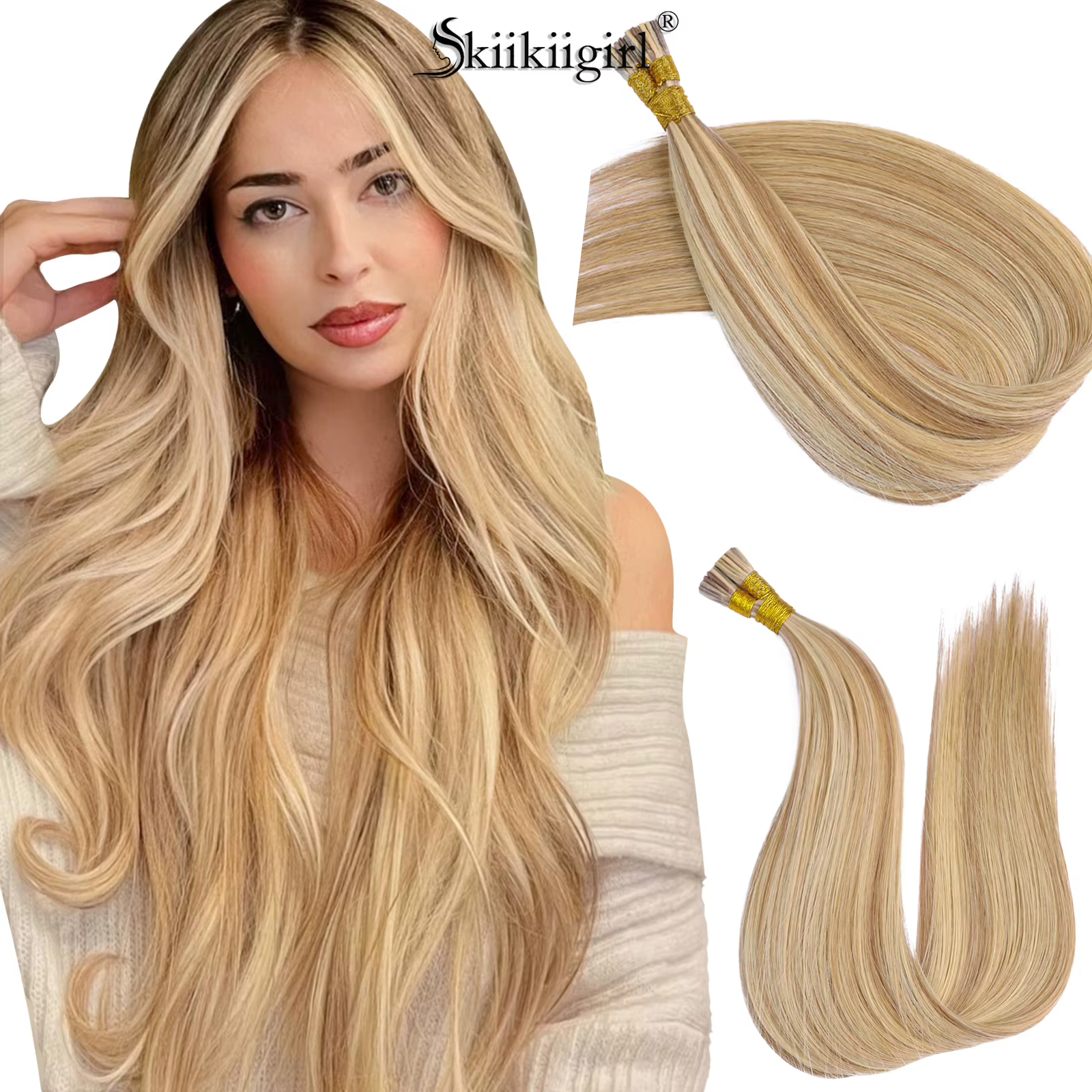 Kiikiigirl kératine pointe cheveux 100% Remy extensions humaines Fusion pour pointe d'ongle pleine tête cheveux brésiliens