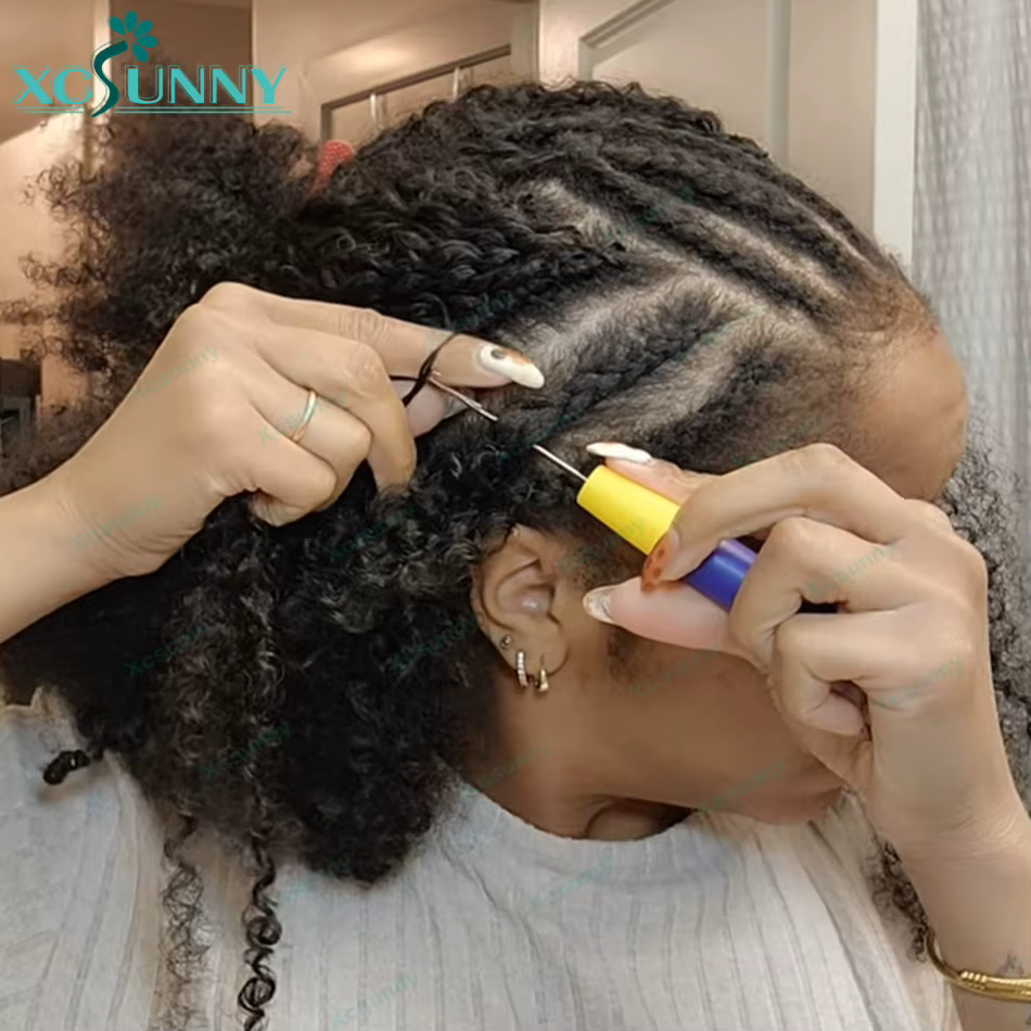 K Inky bouclés Crochet Extensions de cheveux humains Afro crépus pré-séparés sans noeuds