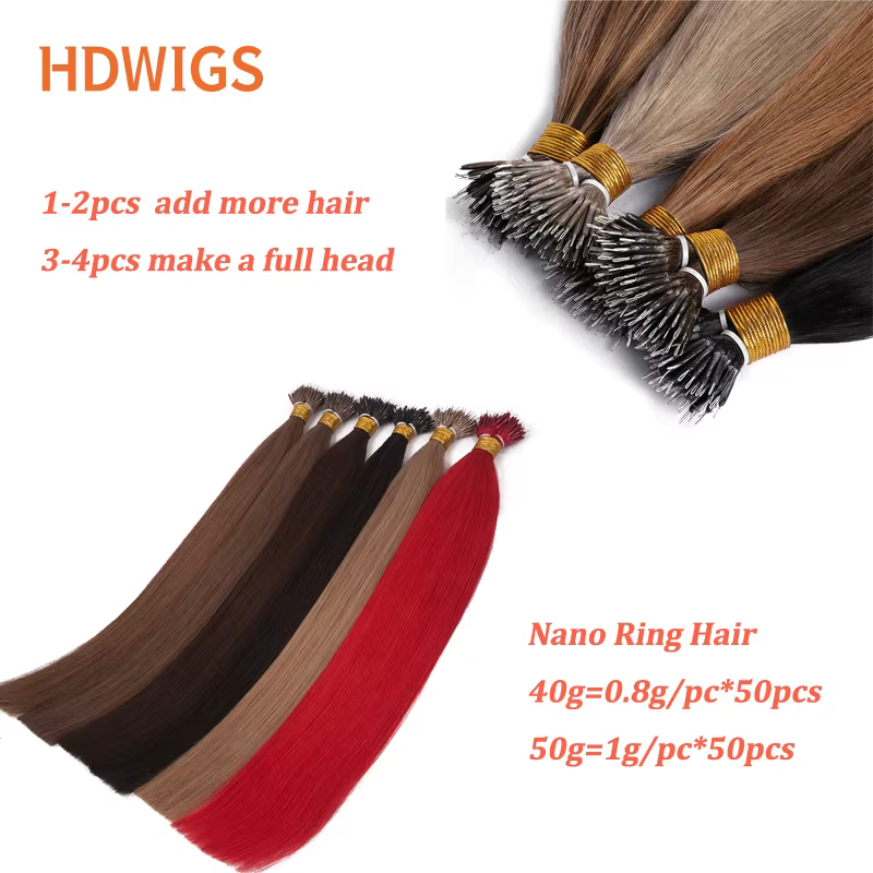 Nanoring Extension de cheveux droite haute qualité Extensions