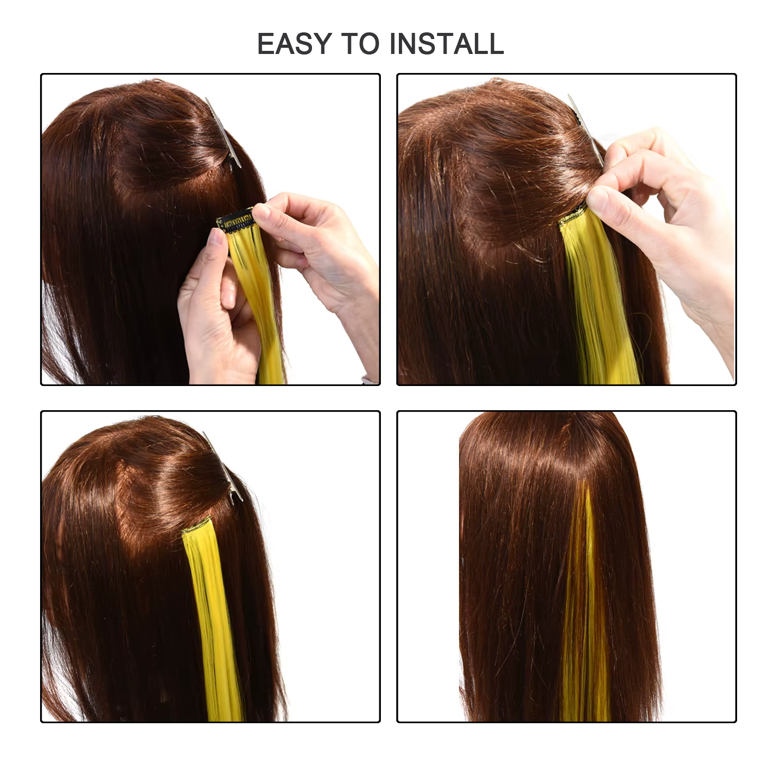 Extensions capillaires synthétiques à clipser de 22 pouces