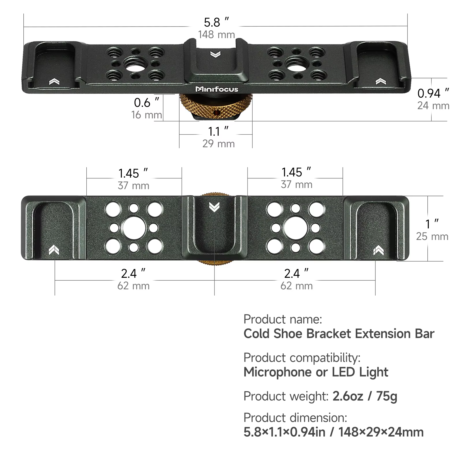 Triple support de montage de chaussure froide en aluminium, 3 barres d'extension de chaussure chaude pour appareil photo DSLR sans miroir, Microphone, Flash vidéo Led Vlogging