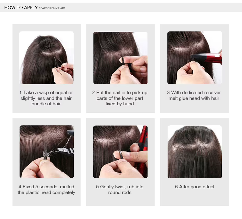 Extensions de cheveux humains bouclés à pointe plate