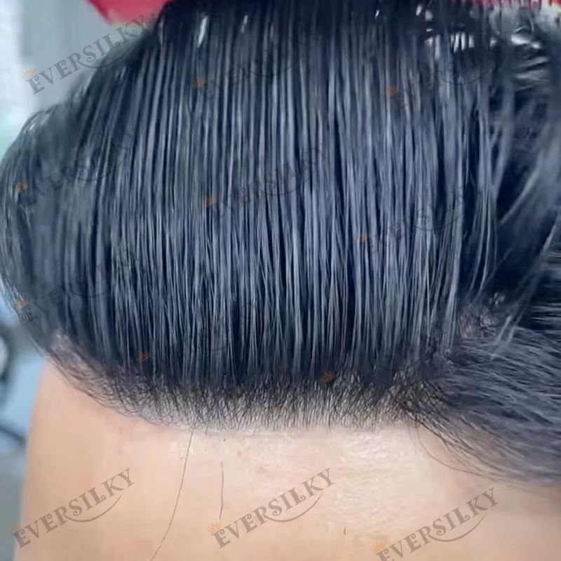 1B40 1B65 gris cheveux humains hommes toupet indécutable 0.1mm Pu Base homme perruques remplacement naturel délié cheveu