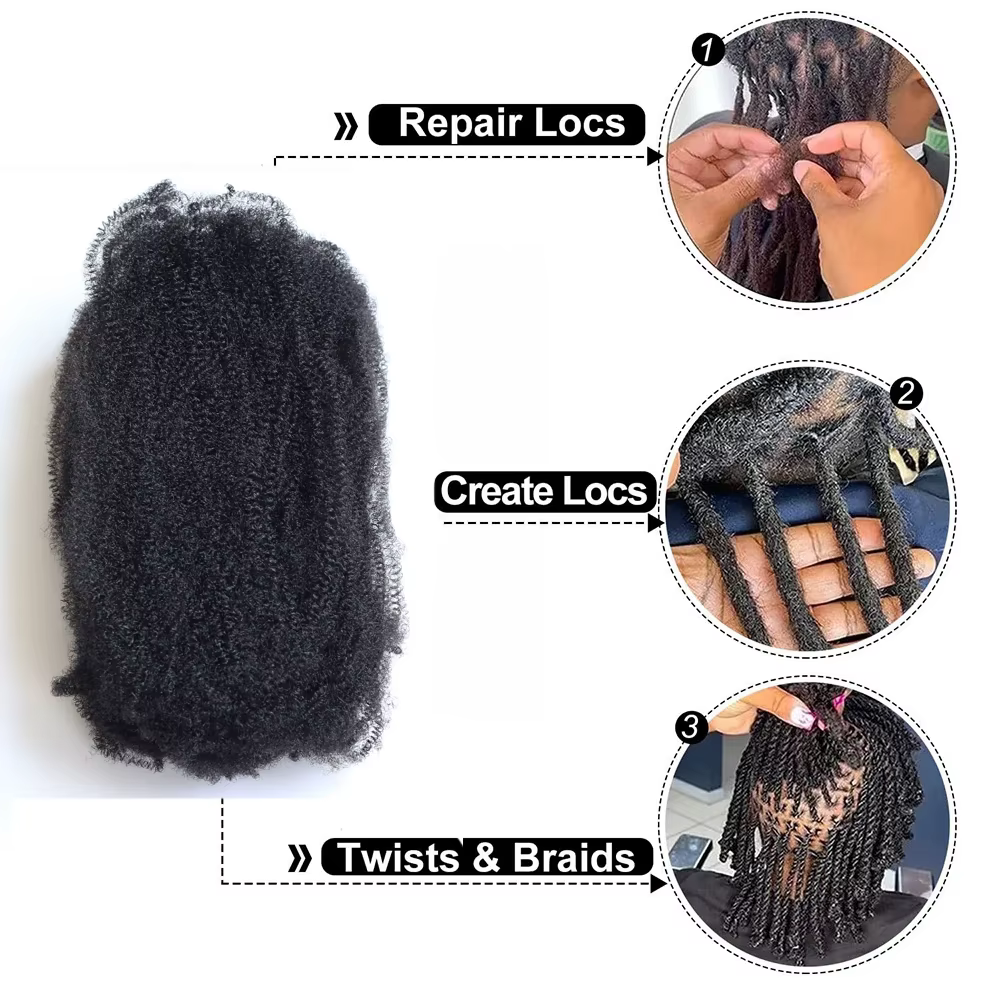 Extensions de cheveux synthétiques Afro Kinky élégantes couleur naturelle pour tresses torsadées et coiffures Dreadlocks en vrac