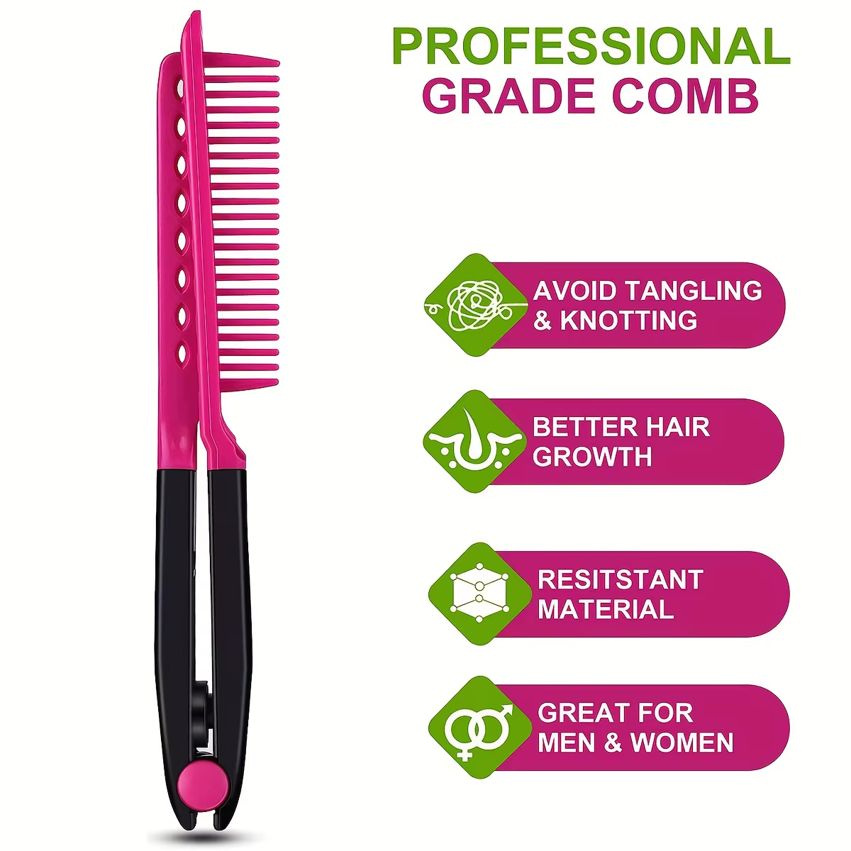 Peigne à cheveux droit en forme de V