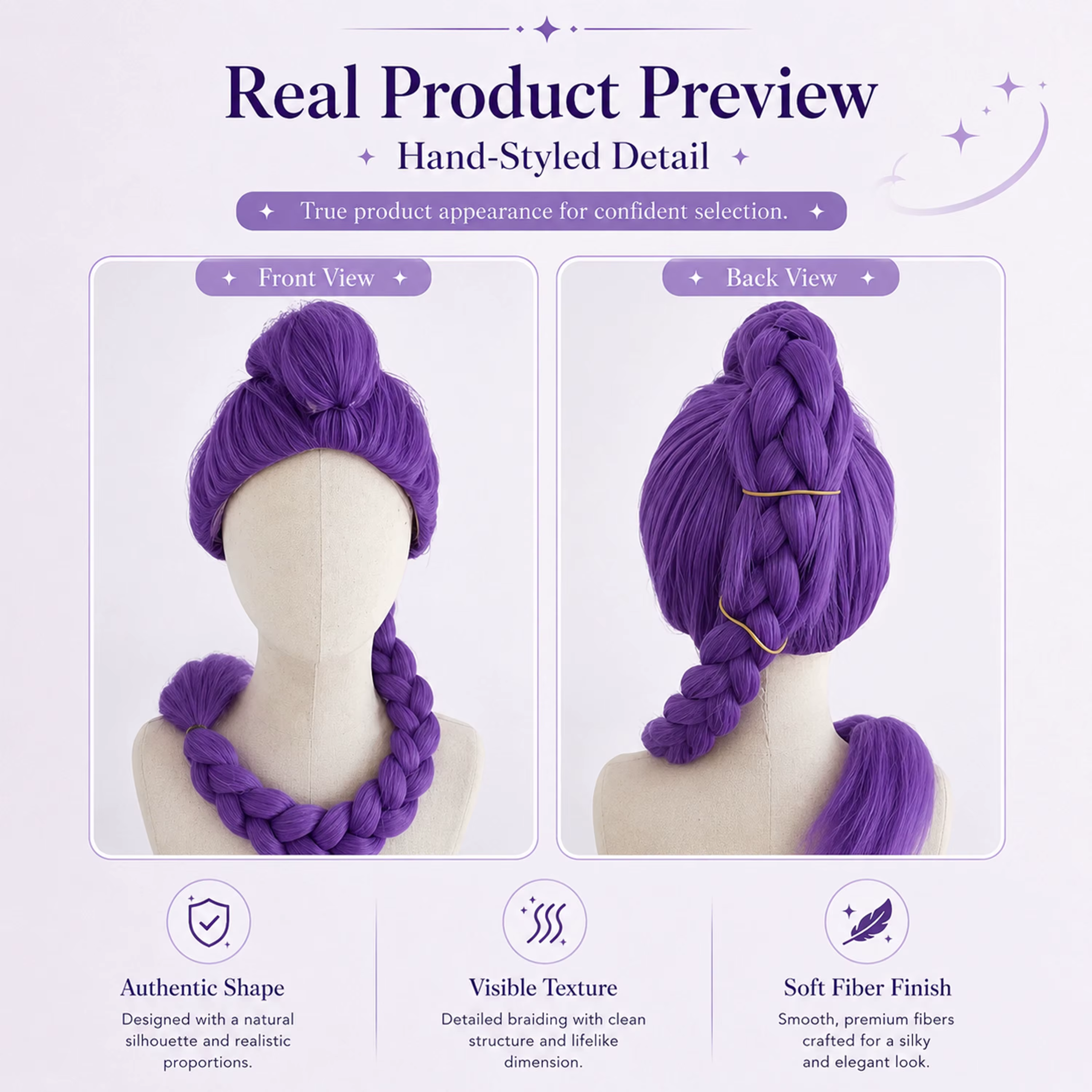 Perruque de Cosplay violette Rumi