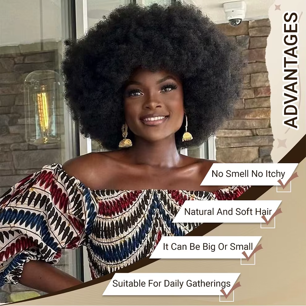 Perruques en cheveux humains bouclés afro pour femmes noires
