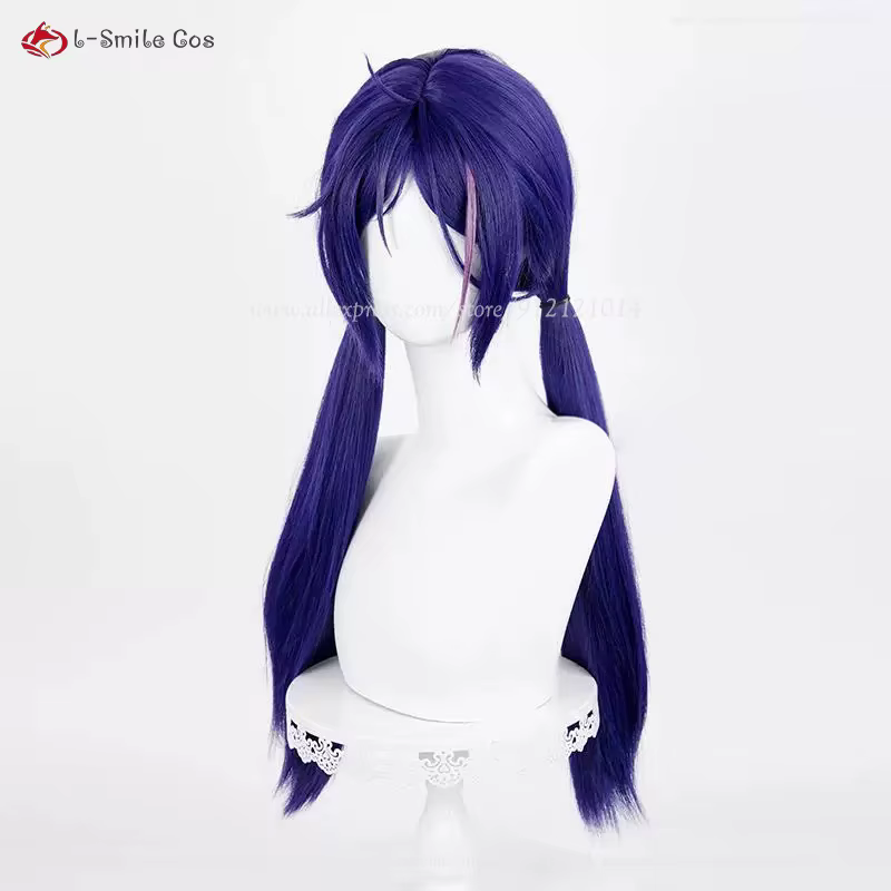 Jeu Mita fou Cosplay perruque 60 cm bleu violet mixte style queue de cheval perruques