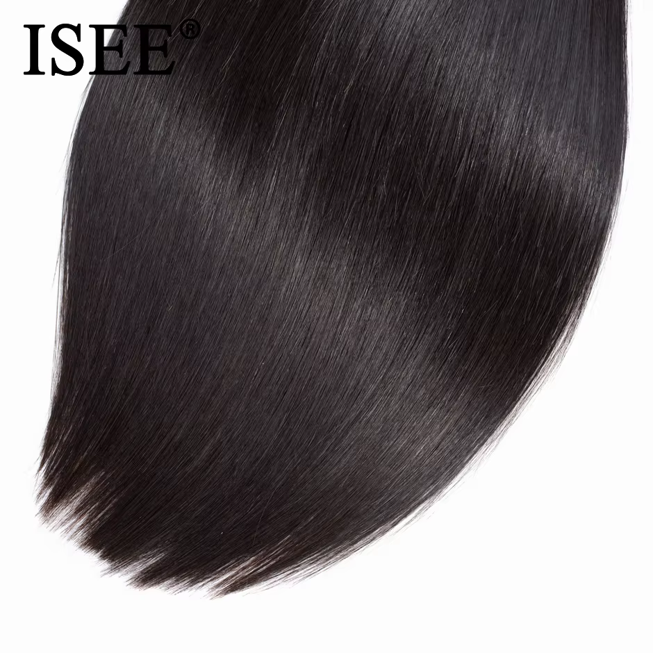 ISSEHAIR – Extension de cheveux lisses, tissage malaisien, 100% naturel, Remy, en lot de 3 ou 4, de couleur naturelle