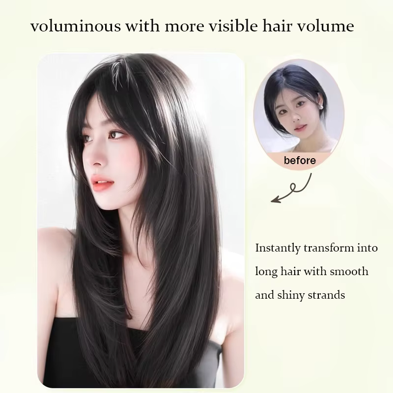 LUPU 24 pouces perruques cheveux noir perruque synthétique