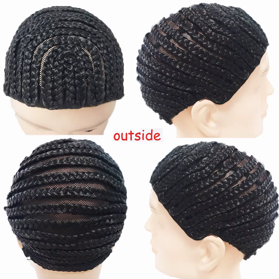 Bonnet de perruque tressé en cheveux au crochet