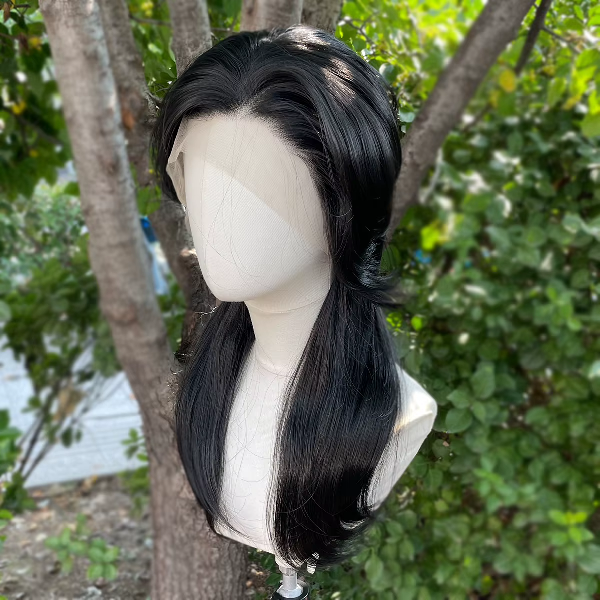 Perruques de Cosplay synthétiques Rocker noir de jais pour hommes