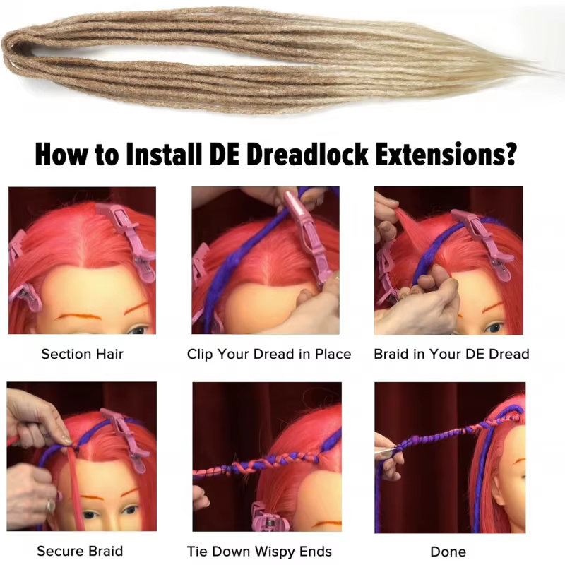 Extensions de dreadlock synthétiques à Double extrémité à 10 brins pour femmes