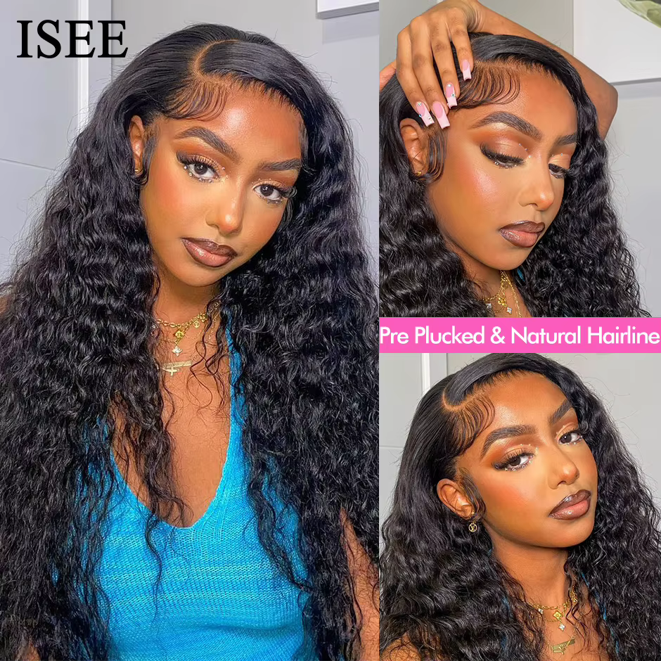 ISEE HAIR perruque brésilienne vague d'eau 13x6 HD dentelle frontale