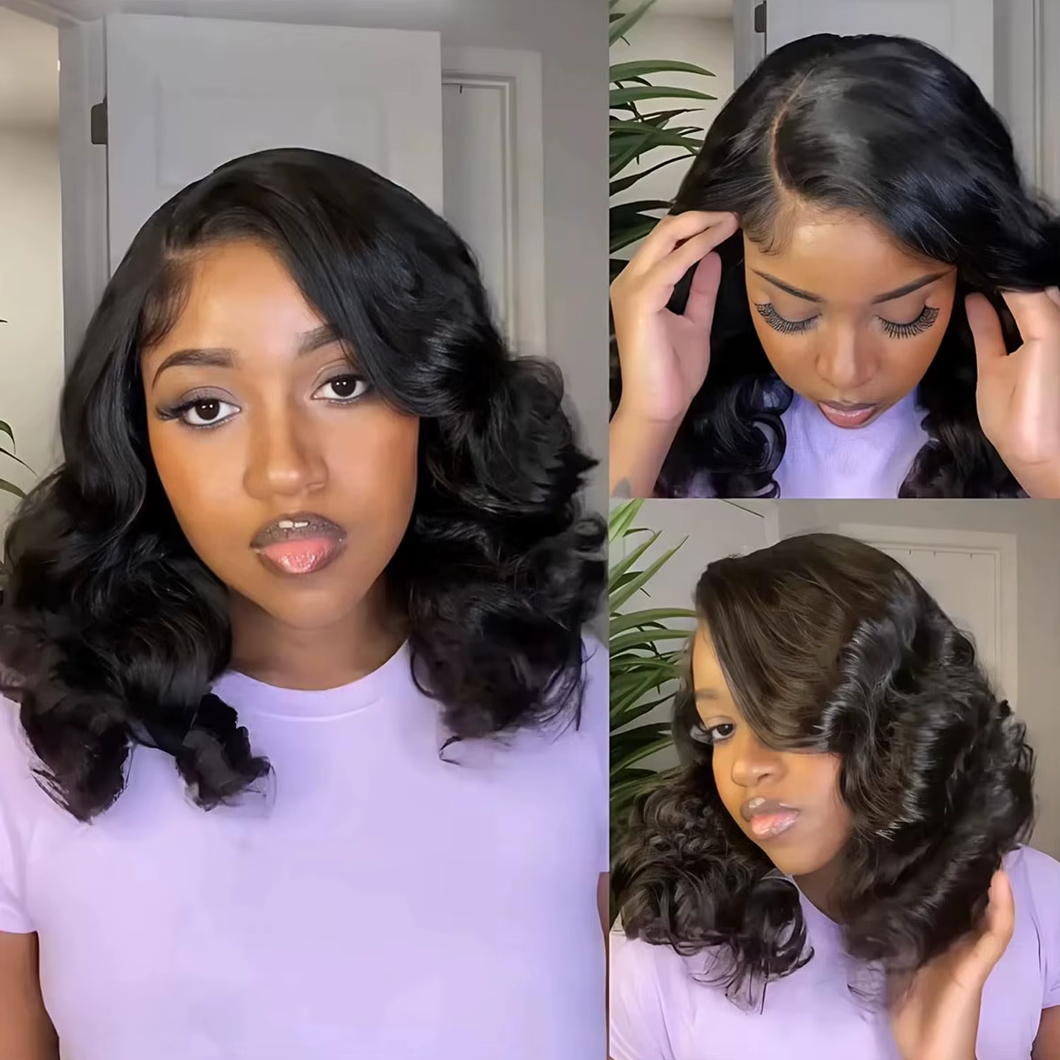180% densité Bob perruque vague de corps porter et Go perruques sans colle pour les femmes prêt à porter 100% perruques de cheveux humains pré plumées perruque de dentelle