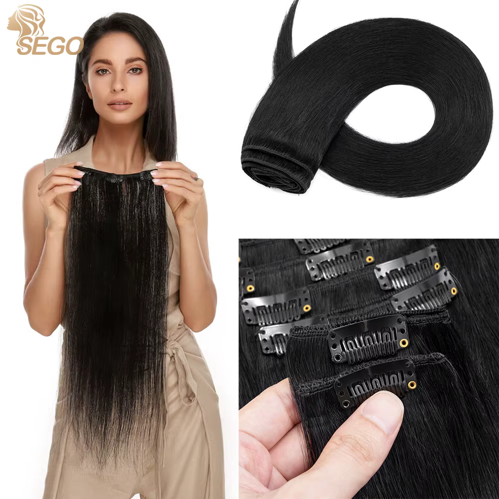 Extensions de Cheveux Naturels Lisses à réinitialisation pour Femme