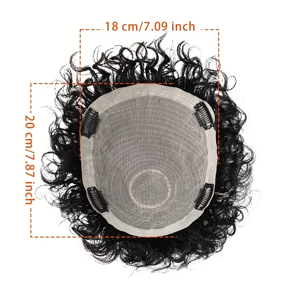 Perruque de cheveux humains bouclés pour hommes de 4 pouces
