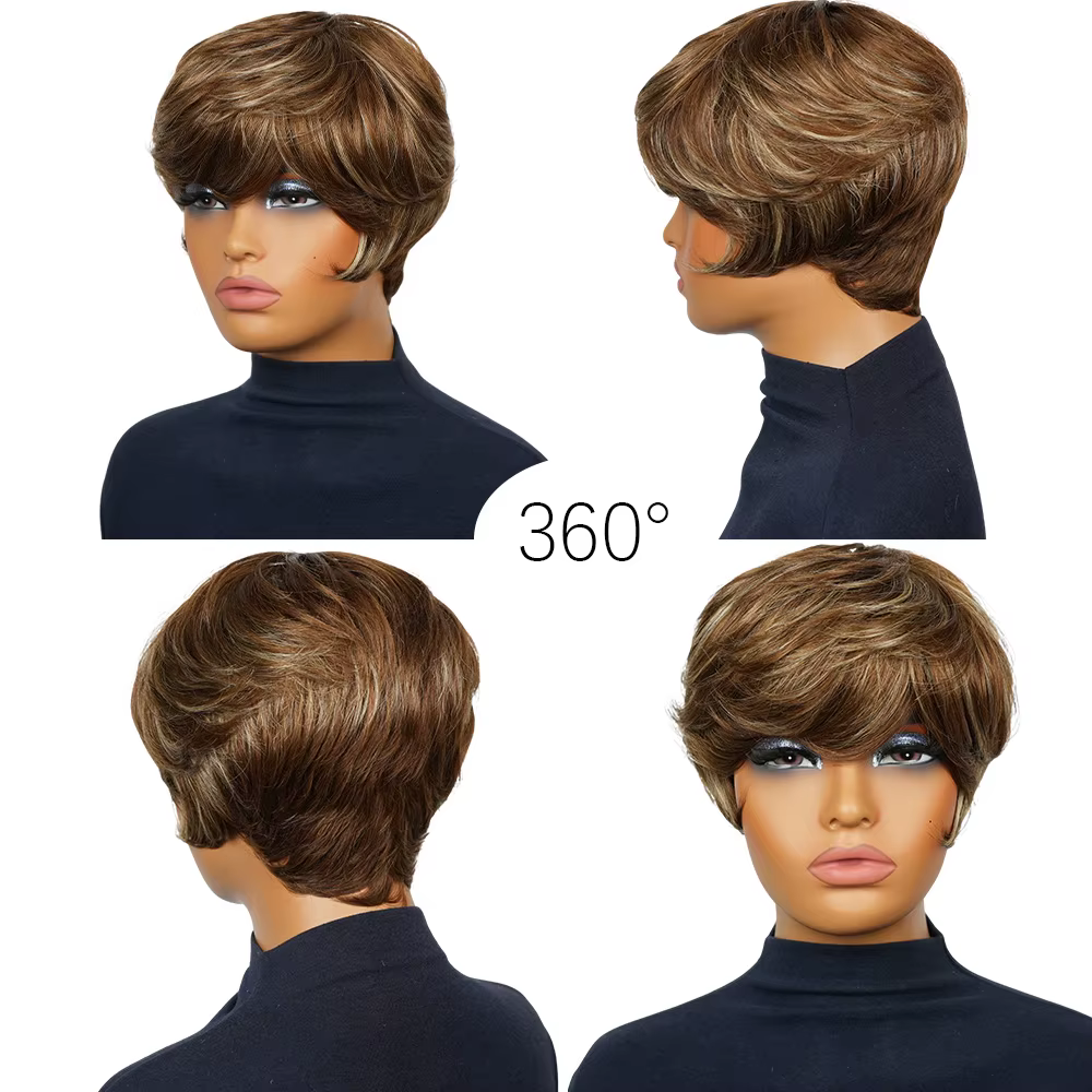 Perruque courte pour homme en cheveux naturels